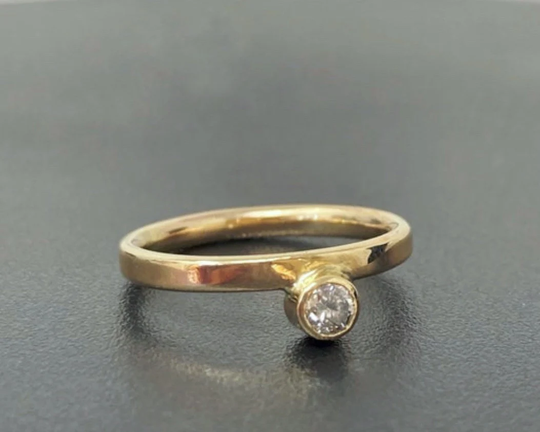 Salt & Pepper Diamond Gold Engagement Ring, Floating Contemporary Bezel Christmas Gift