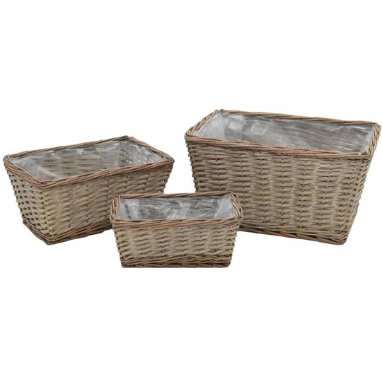 Dakota Fields - 3 Piece Rattan Plant Pot Set by Brown
