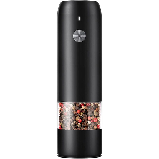 Electric Pepper and Salt Grinder Set -Modern Style - Automatic Black Peppercorn & Sea Salt Spice Mill Set black