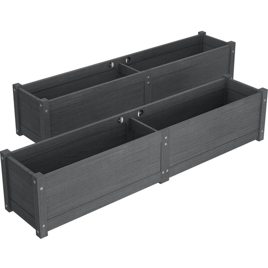 Vidaxl - Garden Raised Beds 2 pcs Grey 150x31x31 cm Solid Pinewood Grey