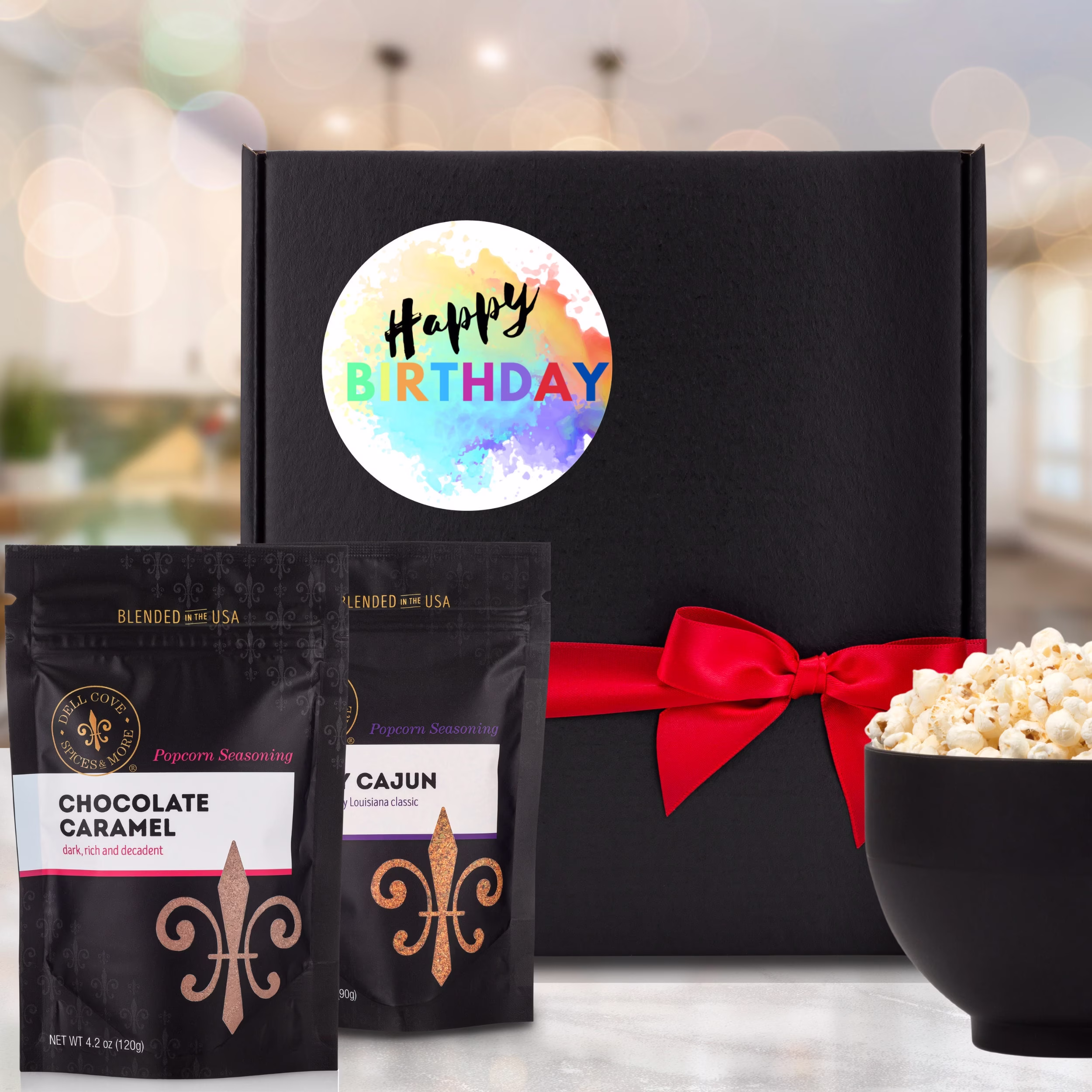 Rainbow Birthday Gift Box - Unique Personalized Gift Box, Gluten-Free Popcorn Seasoning & Gourmet Kernels, Rainbow