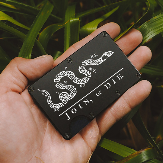 Join Or Die Laser Engraved Minimalist, Rfid-Blocking Front Pocket Everyday Carry Wallet