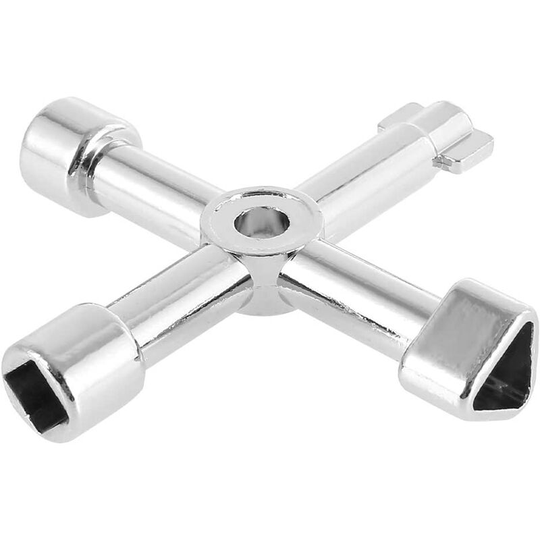 Naxunnn - Cross Triangle Key Multifunction Utility Key for Electric Water Gas Box Medicine Cabinet Opening Key (Silver)