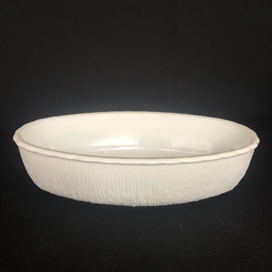 Rare - Vintage Low Profile Bark Textured White Opaque Milk Glass Planter Bowl Succulent Dish