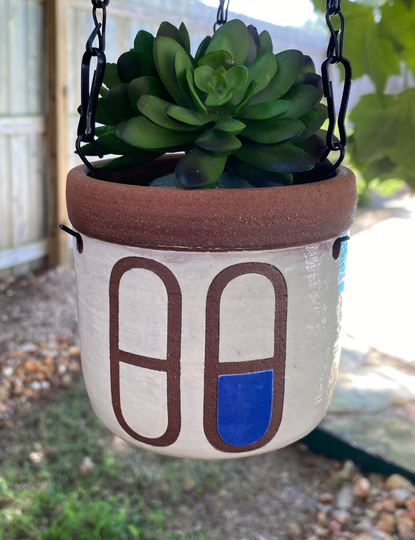 Ceramic Hanging Planter- Small Planter - Indoor -Mid Century Modern -Hanging Stoneware