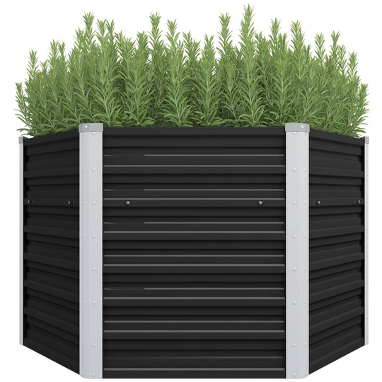 Asupermall - Garden Planter Anthracite 129x129x77 cm Galvanised Steel