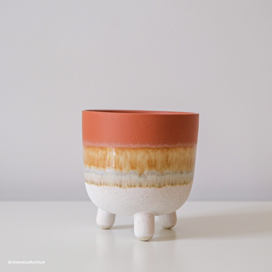Large Terracotta Reactive Glaze Indoor Planter | Earthenware Rustic Pottery Stoneware Plant Pot Ibiza Style Home Decor Chic House Gifts