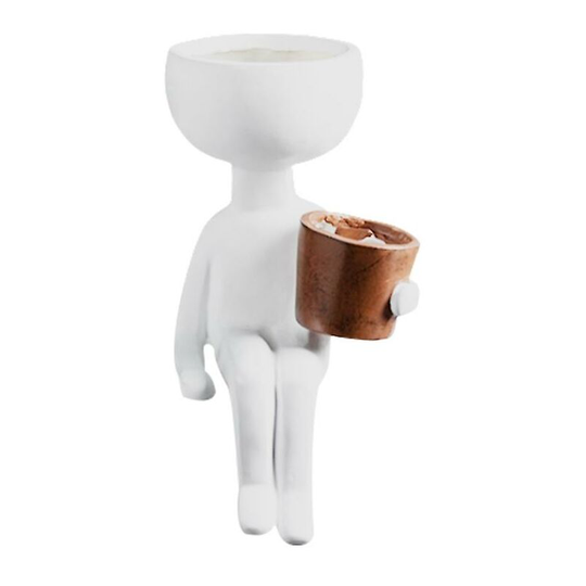 Modern Style Resin Flower Pot White Vase Sculpture Statue Cute Fleshy Mini Plants Succulents Container Desktop Decoration