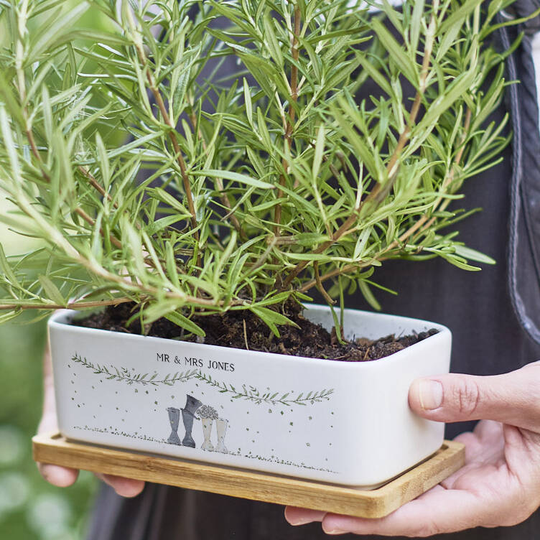 Personalised Mr And Mrs Welly Ceramic Planter