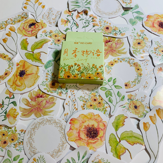 Golden Yellow Wildflowers Peelable Stickers ~ 46 Pieces Each Sticker Is 38mm X