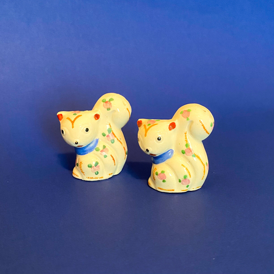 White Ornate Squirrel Salt & Pepper Shakers - Vintage