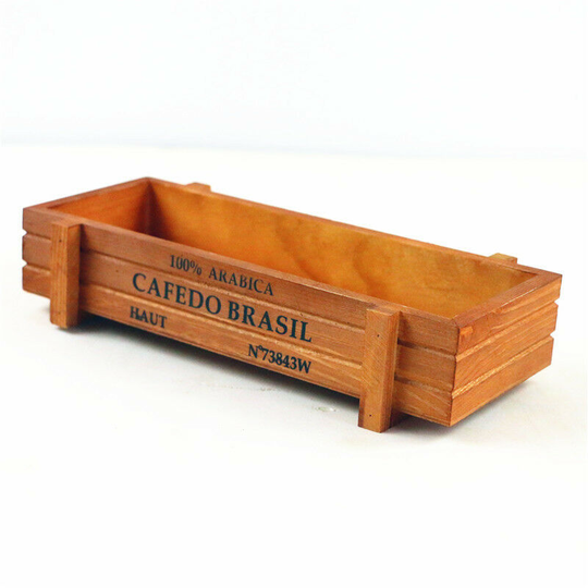 Litzee - Rectangular Wooden Window Box, Wood Garden Flower Planter Succulent Pot Rectangle Trough Box Plant Bed 22.5 x 8.4 x 4.5cm (1 Pcs)