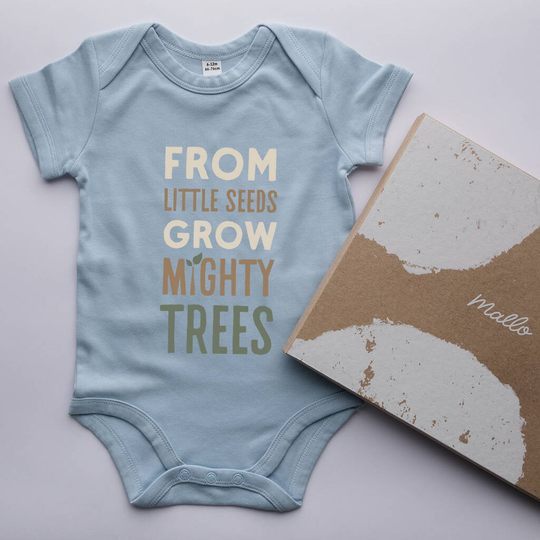 Cotton 'From Little Seeds Grow Mighty Trees' Baby Grow