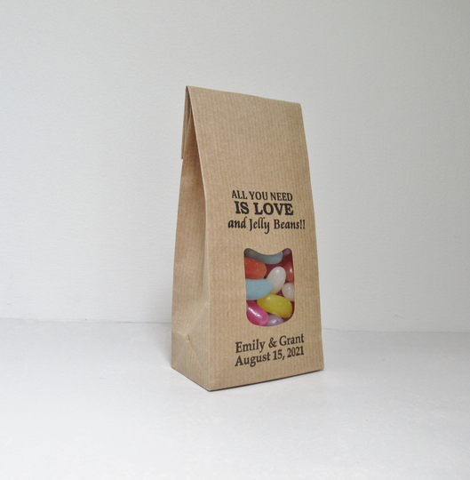 Wedding & Engagement Party Favor Bags, Diy Personalized Favors, All You Need Is Love Jelly Beans