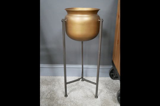 Gold Plant Pot On Stand