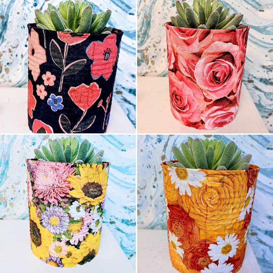 Patterned Planter , Garden Lovers Gift Upcycled Plant Pot Colourful Decor Eco Friendly
