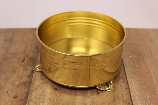 Vintage Round Brass Planter With Ornate Feet - Nijhof Zevenaar Holland