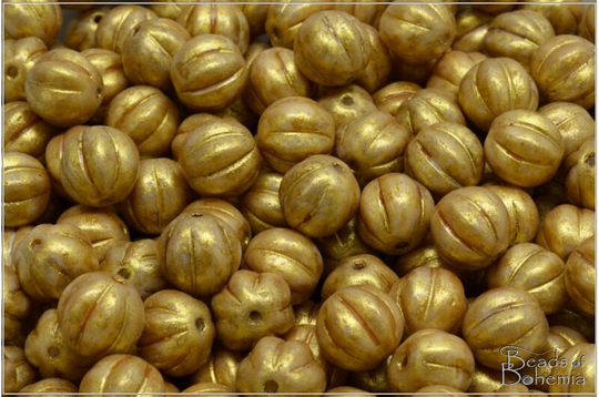 12 Pcs Chalk Herbs&spices Curry Czech Glass Melon Beads 8 Mm | 12280