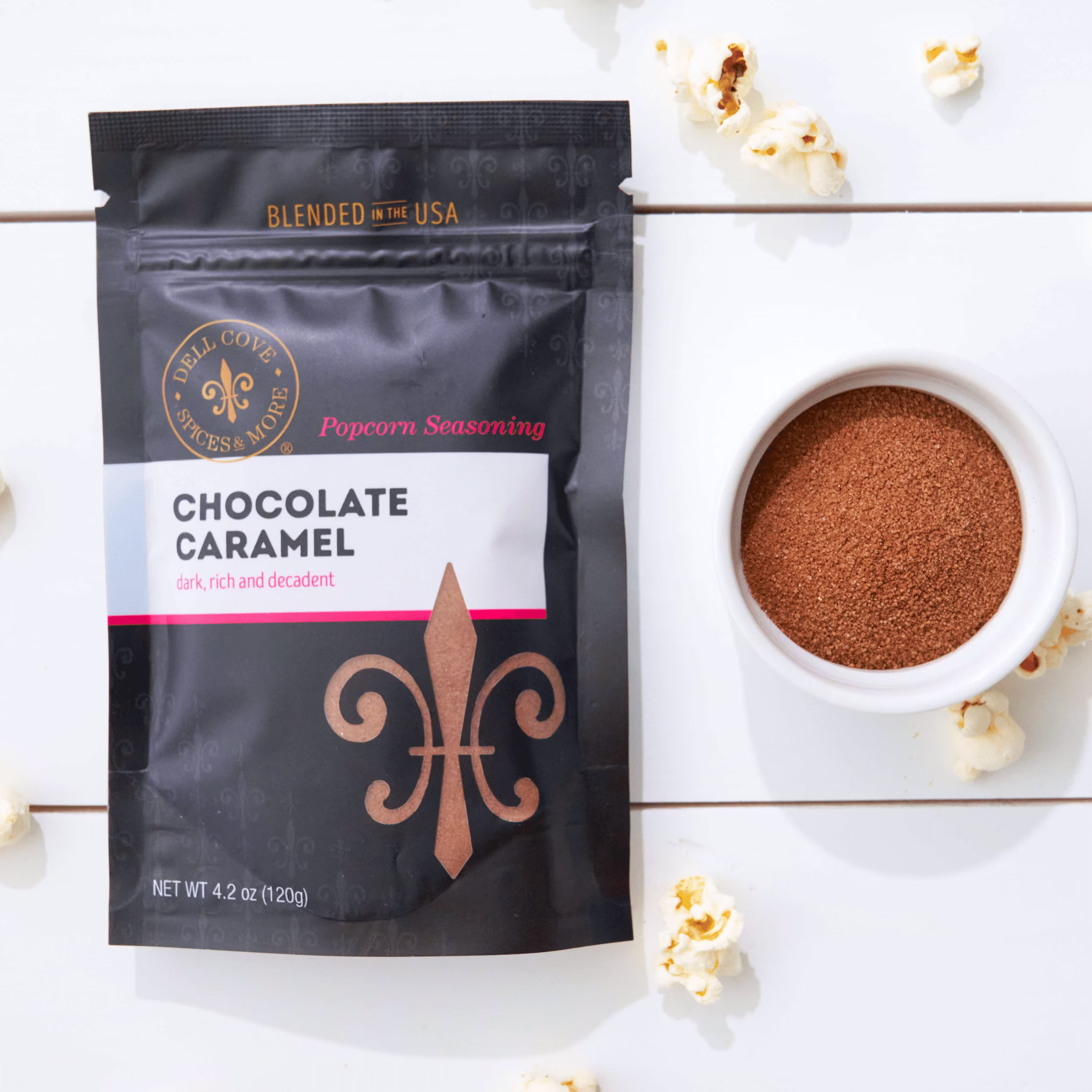 Christmas Popcorn Chocolate Caramel - Sweet Popcorn Treat, Gluten-Free, Glass Seasoning Shaker, Gift Set, Flavored