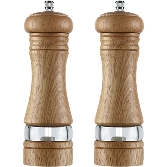 Fvbjd - Wood Salt and Pepper Grinder Mills Sets, Classic Manual Salt Grinder Refillable Pepper Mill Sets 6 inch primary color + original color boxed