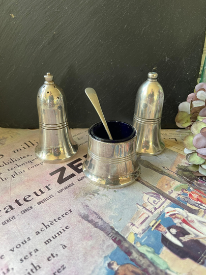 Silver Plated Officers' Mess Cruet Set By Lewis Rose & Co. Of Sheffield 1959/Salt, Pepper, Mustard Military Memorabilia