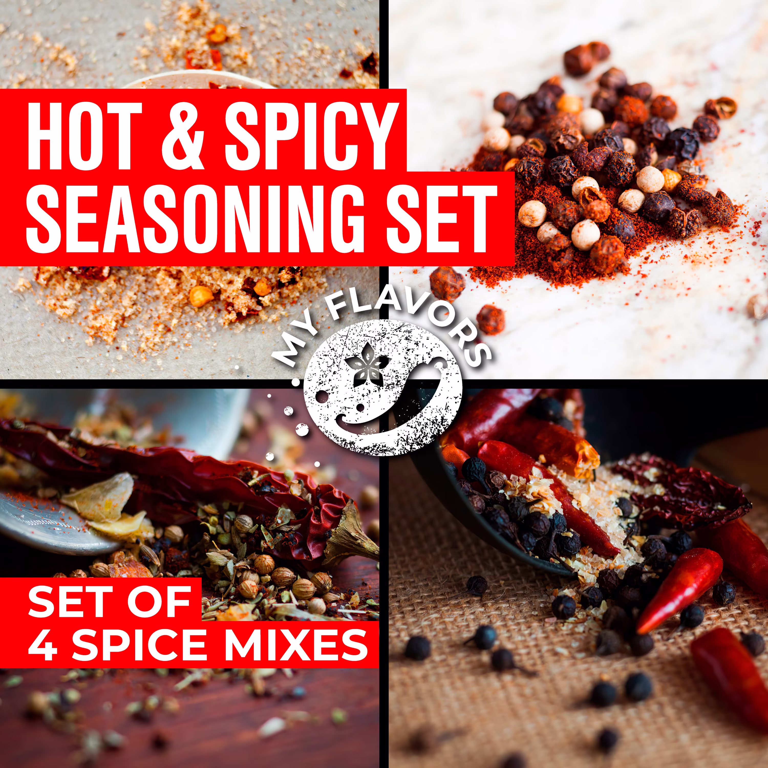 Hot & Spicy Seasoning Set - 4 Spice Mix Mixes Hot Pepper Father in Law Gift