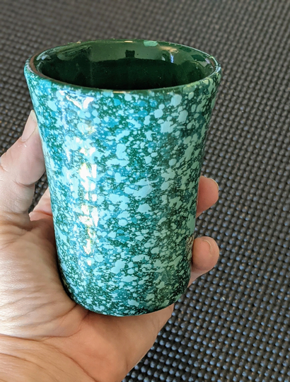 Teal & Green Speckled Pot - Rescued Ceramic Cup/Planter