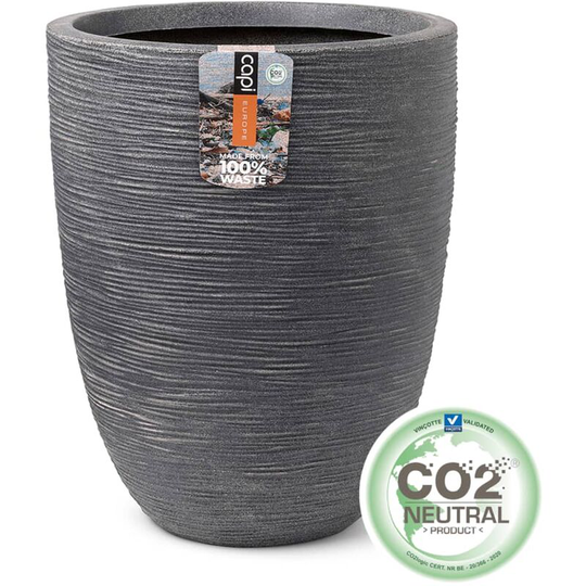 Capi - Elegant Vase Low Waste Rib 46x58 cm Grey Grey