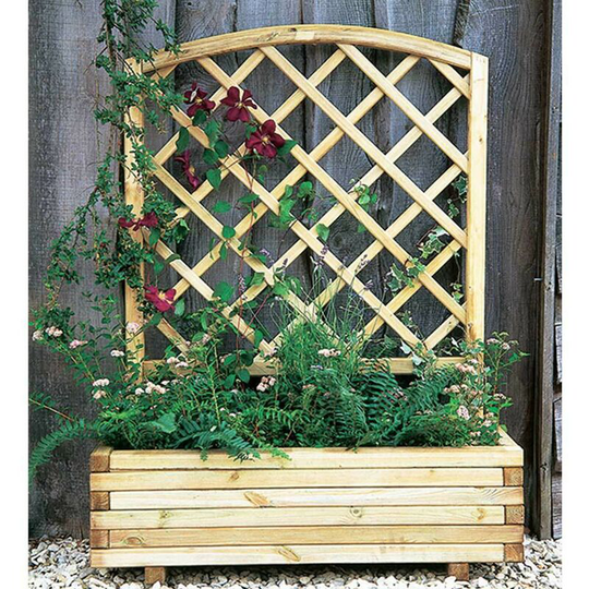 Toulouse Climbing Trellis Support Trough Planter Garden, Patio, Wooden Growing Bed