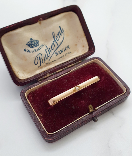 Antique 9Ct Gold & Seed Pearl Bar Brooch. Edwardian Jewellery/Jewelery, Ladies Gift