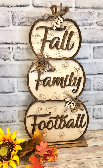 Fall, Family & Football Sign, Fall Decoration, Mantle Decor, Season