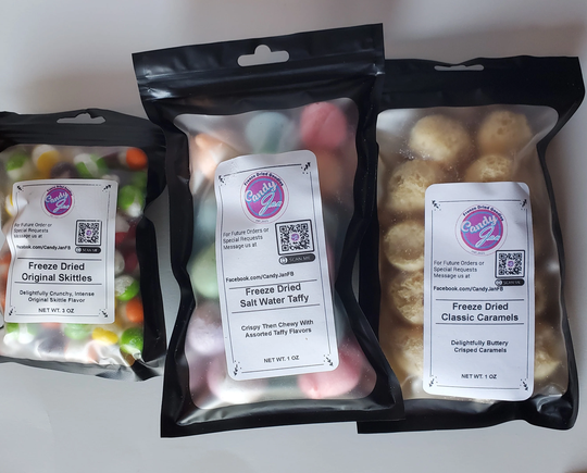 Freeze-Dried Candy Sampler Fun Bundle - Skittles, Salt Water Taffy & Classic Caramels Samplers