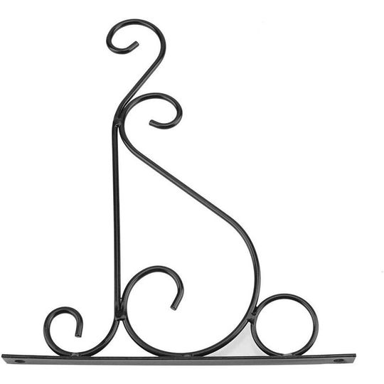 Wall Mounted Hanging Planters Bracket Metal Iron Holder Wind Chimes Lanterns Bird Feeder Flowerpot Hook for Garden Decoration (Black)
