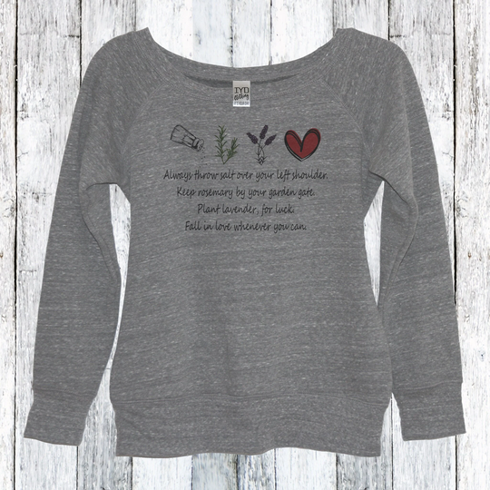 Salt Rosemary Lavender Love Practical Magic Sweatshirt, Spell Sweater, Women's Fall Wide Neck Inspirational