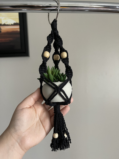 Mini Macramé Plant Hanger/ Succulent Holder/Boho Decor For Car Rear View Mirror Accessories Charm Hanging Planter