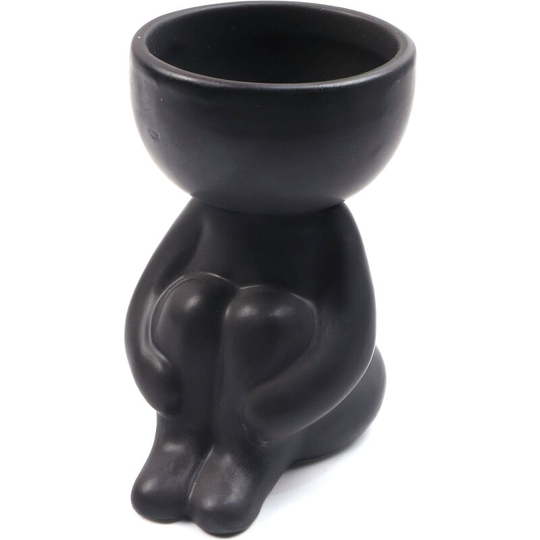 Superseller - Humanoid Ceramic Flower Pot Succulent Pot Plant Small Vase Crafts Desktop Decoration YL1482-1, Black type1 - Black type1
