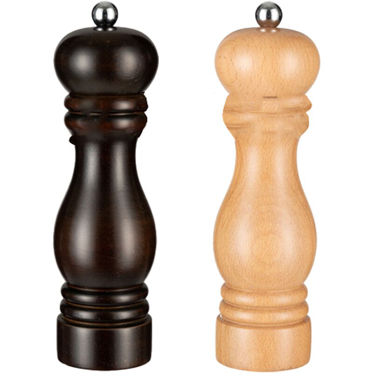 Salt and Pepper Grinder Wooden Pepper Mill Grinder Salt Pepper Shakers with Adjustable Ceramic Rotor 1pcs log color+1pcs brown