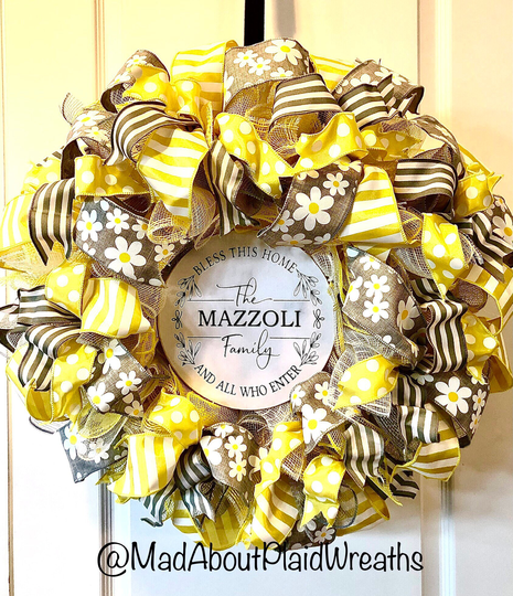Bless This Home Personalized Wreath, Everyday All Seasons Year Round Custom Name Wreath
