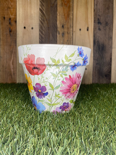 Pretty Flower Pot, Pretty Gift, Summer Plant Decoupaged Pot