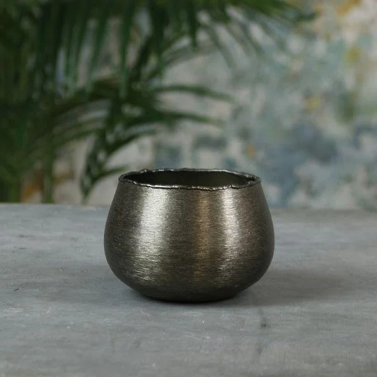 Hyde Park Brushed Smoke Black Pot Cover | Small - Fast & Free UK Delivery