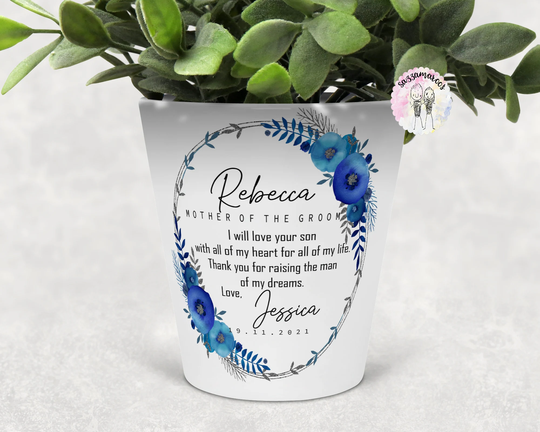 Personalised Mother Of The Groom Plant Pot | Blue Wedding Gift From Daughter in Law| Bride