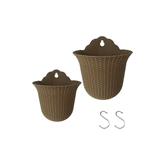 Set of 2 Plastic Wall Hanging Planters for Indoor or Outdoor - Gray
