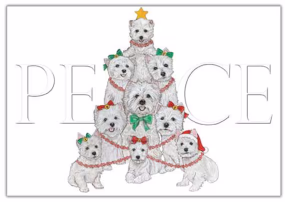 Westie West Highland Terrier Christmas Cards Set Of 10 & Envelopes