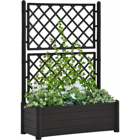 Topdeal - Garden Planter with Trellis 100x43x142 cm pp Anthracite FF313985_UK