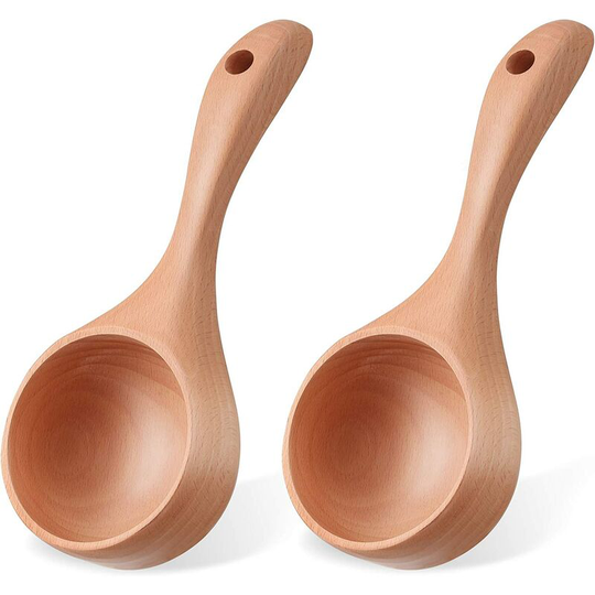 2 Pieces Bath Salt Scoop 9 Inches Wooden Ladle Spoon Multipurpose Wood Water Scoop Kitchen Spoon Ladle Bath Tablespoon
