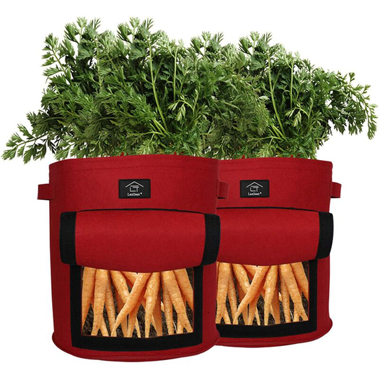 Pack of 2 Potato Plant Bags, Potted Plant Bag with Window and Handles, Breathable and Durable Nonwoven Fabric Garden Plant Pot for Potato Pot