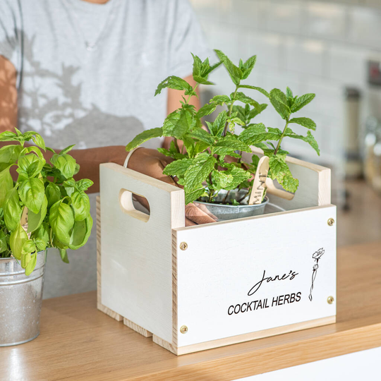 Birthday Gift Personalised Kitchen Herb Planter White