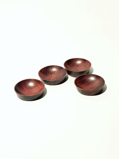 4 Vintage Rosewood 1960's Modern Open Salt Wood Turned Bowls