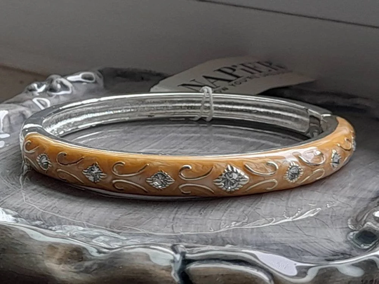 Napier Peach Cz Rhinestone Bangle Bracelet