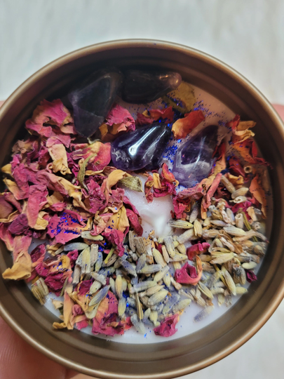 Amethyst Crystals /Lavender Tranquility Candle